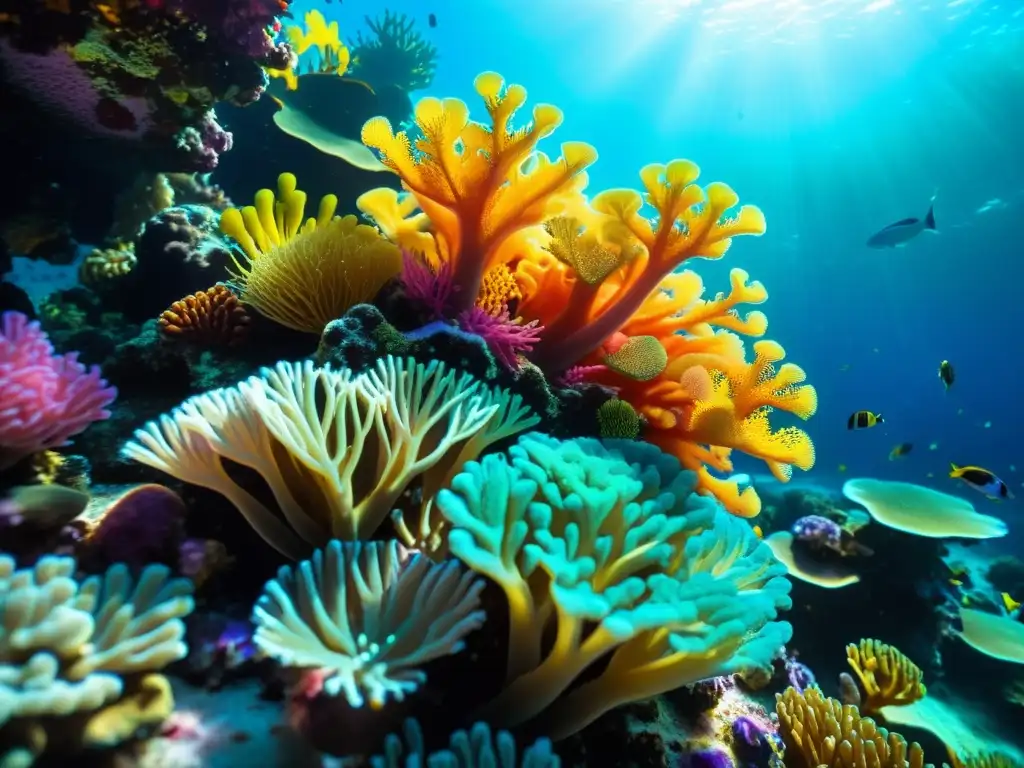 Detalle asombroso de la vida marina en un arrecife de coral vibrante bajo el agua