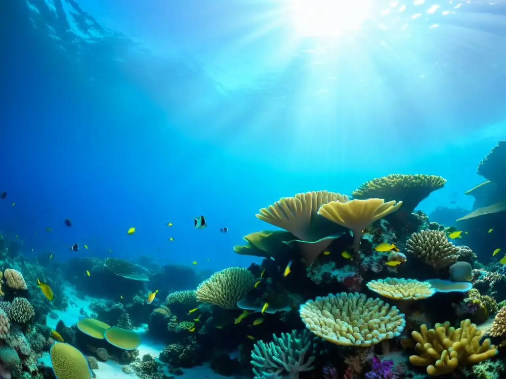 El ecosistema marino cobra vida en un vibrante arrecife de coral, destacando la importancia de los corales en el ecosistema marino