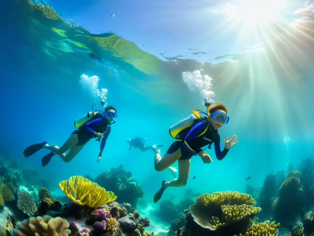 Un emocionante buceo para niños entre corales y peces tropicales en un mar cristalino