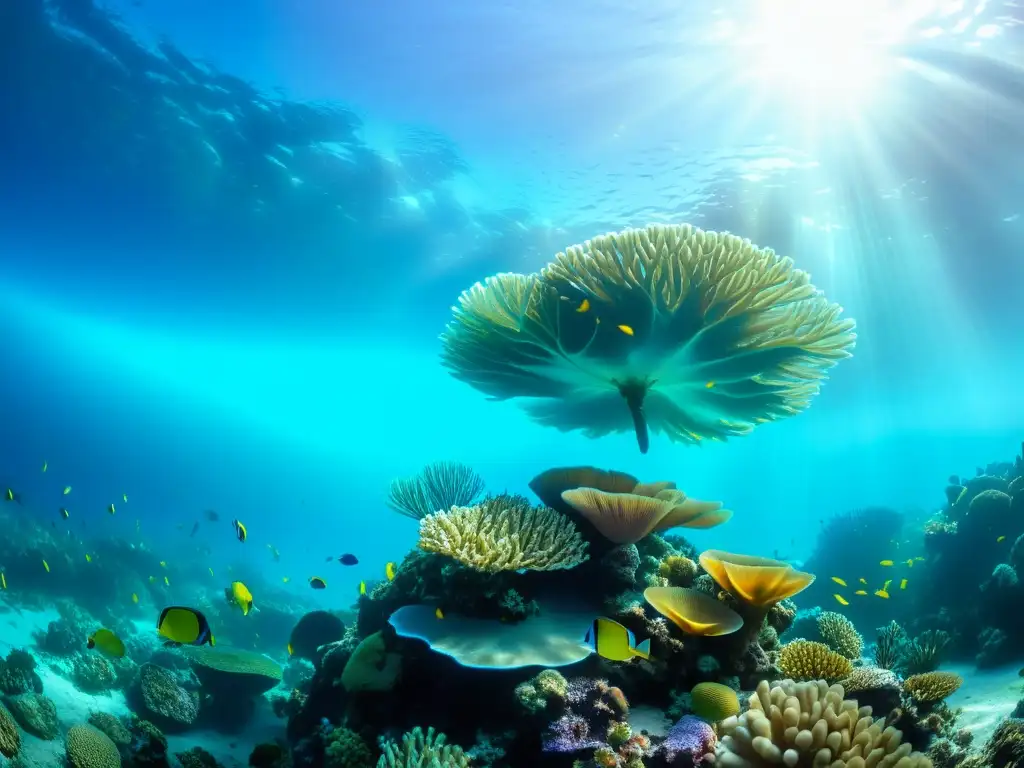 Un emocionante paisaje submarino con un vibrante arrecife de coral repleto de vida marina