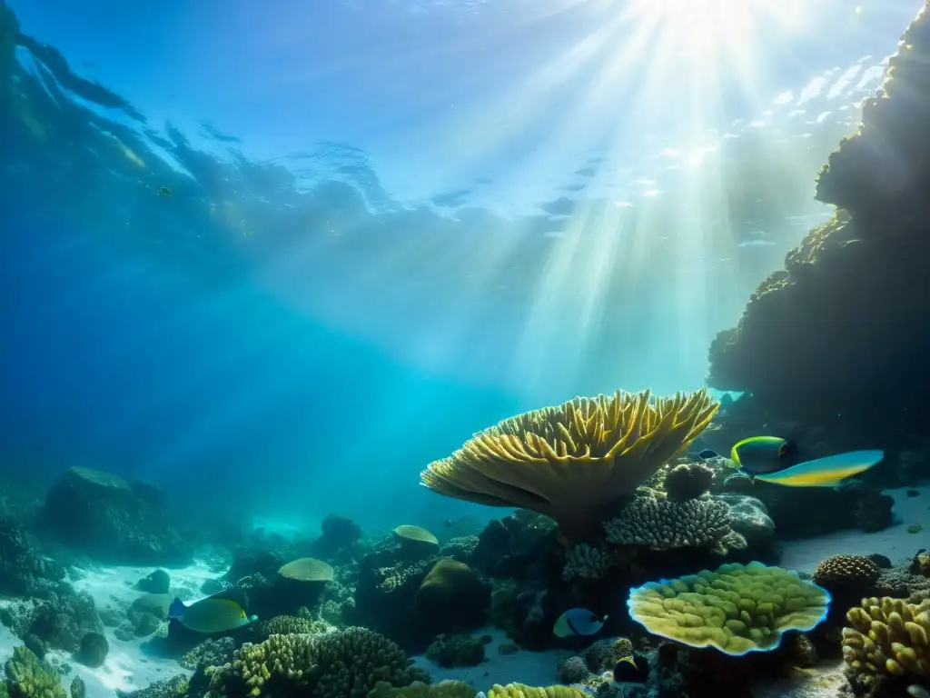 Encuentros cercanos con la fauna marina en Galápagos: un vibrante arrecife de coral lleno de vida marina, peces coloridos, tortugas y rayas