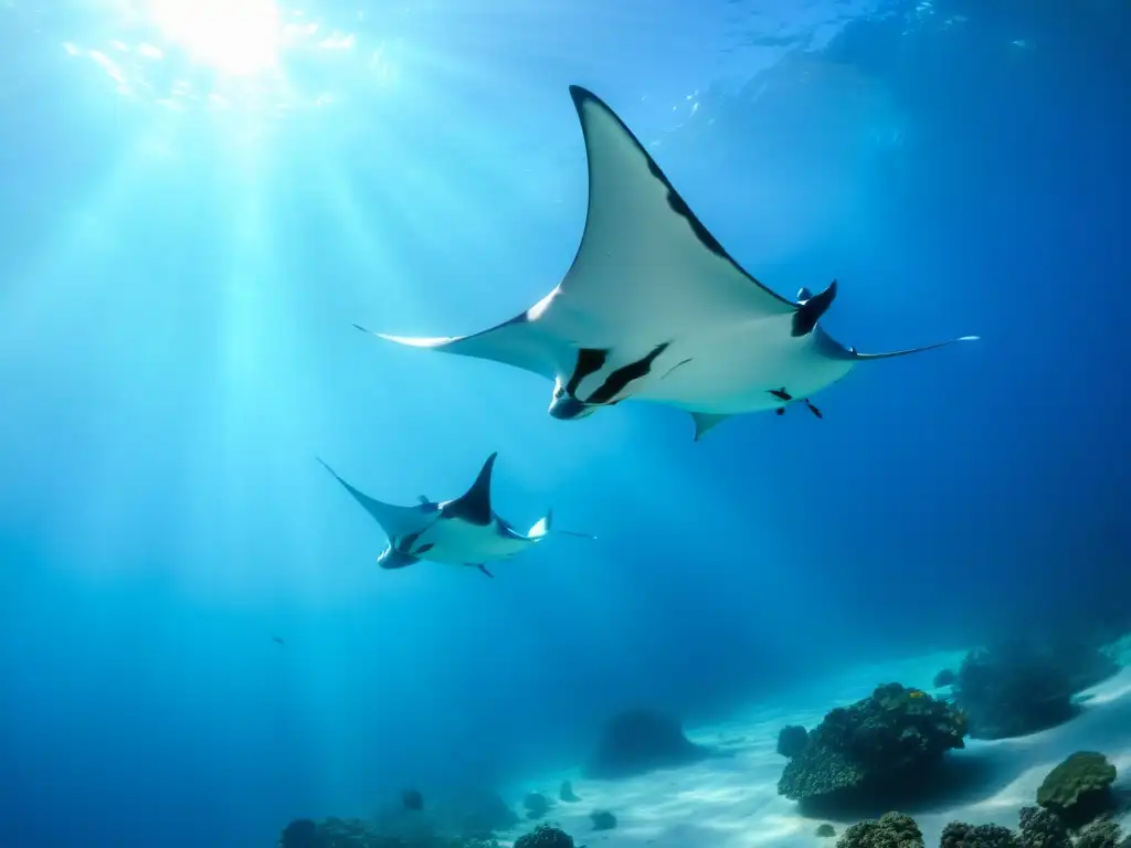 Encuentros con mantarrayas en Socorro: majestuosas mantas surcando aguas cristalinas entre flora y fauna marina colorida