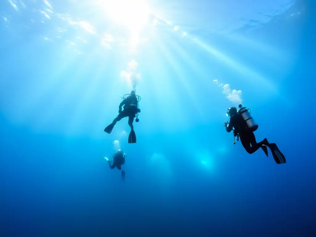Un equipo de buceadores realiza una operación de búsqueda y rescate en el vibrante azul del océano