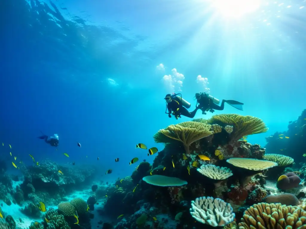 Un equipo de buceadores explora y documenta el vibrante arrecife de coral submarino