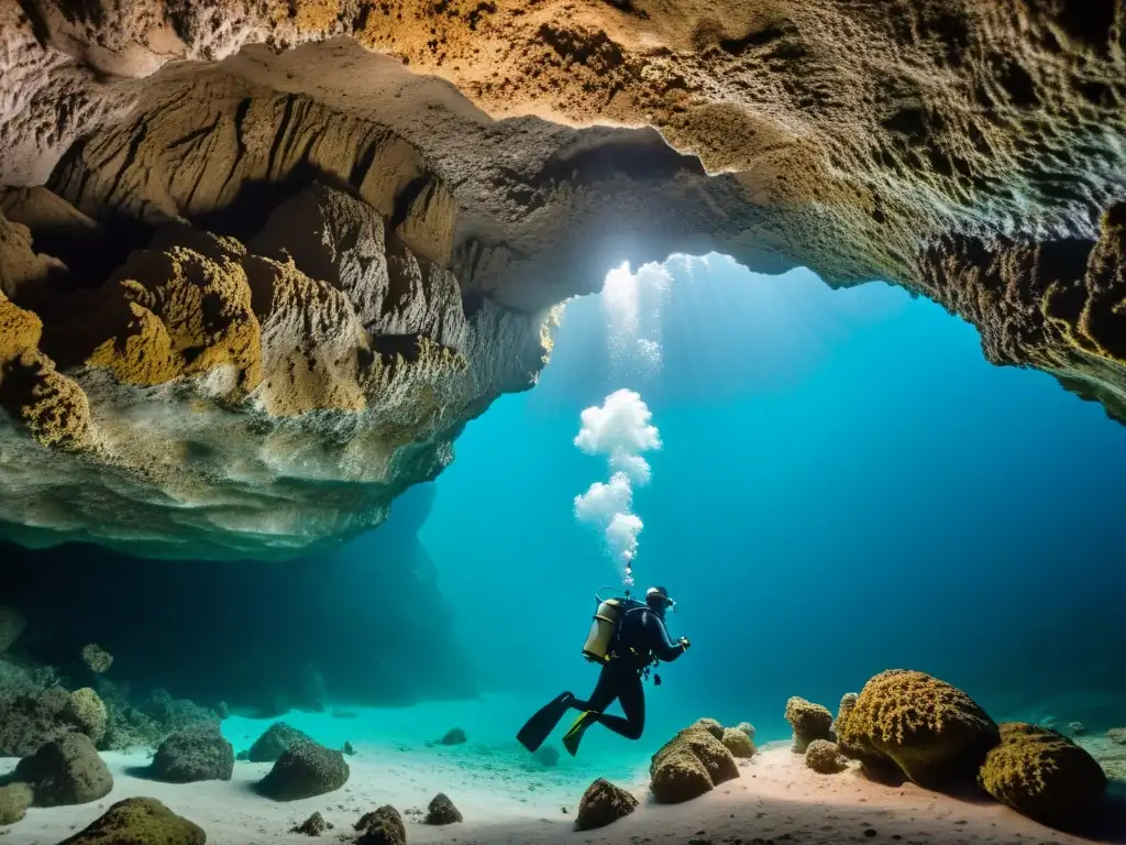 Equipo fotográfico para buceo en cuevas capturando la belleza y desafíos del entorno subacuático