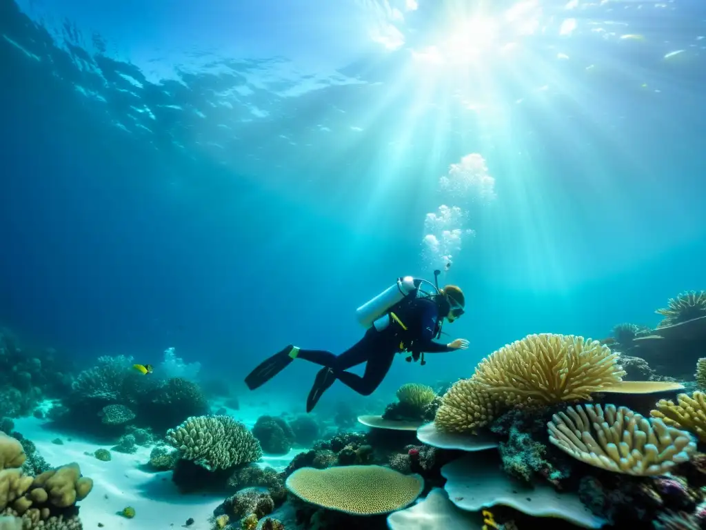 Un equipo de biólogos marinos restaura coral rodeado de vida marina