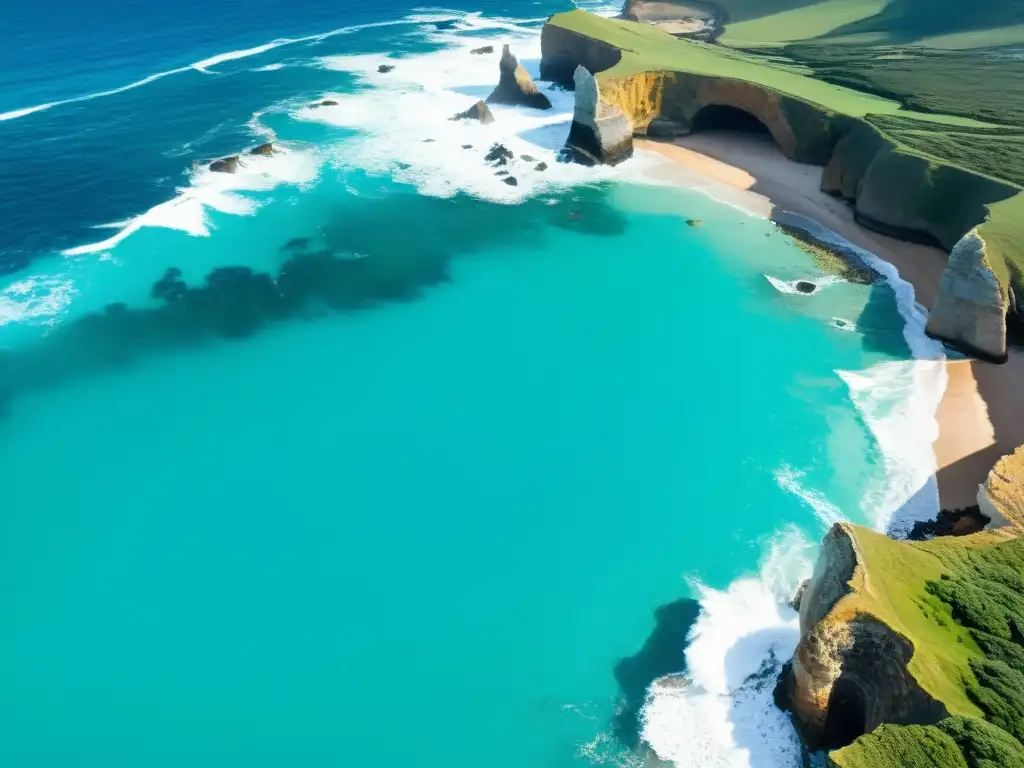 Costa erosionada: Impacto del mar en la naturaleza Erosión costera en la vida marina: Impactante paisaje de acantilados y olas poderosas