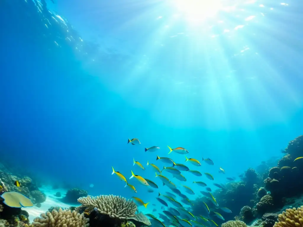 Una escena fascinante de peces coloridos nadando en aguas cristalinas, capturada con técnicas de captura de imágenes dinámicas