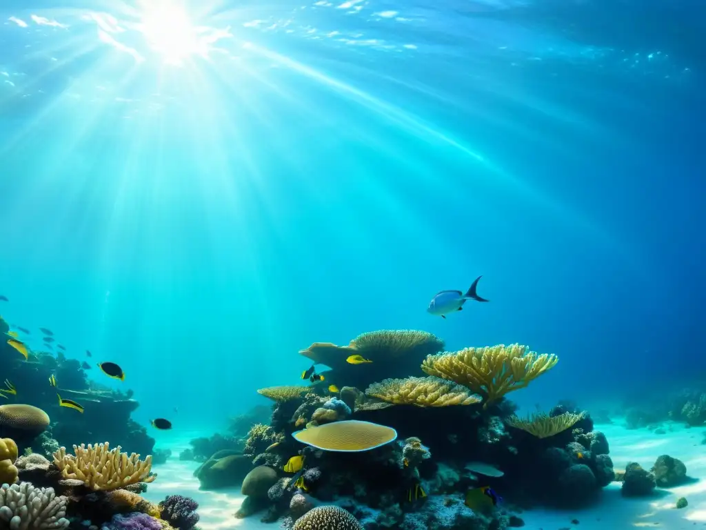 Escena submarina asombrosa con aguas turquesa cristalinas y vida marina vibrante