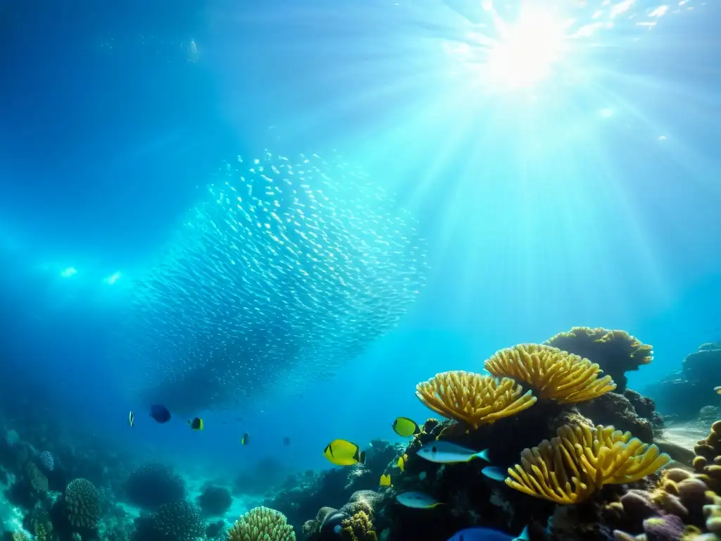 Un espectacular arrecife de coral con peces tropicales y el impacto del plomo en océanos