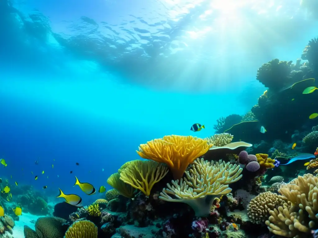 Espectacular imagen de un arrecife de coral lleno de vida marina