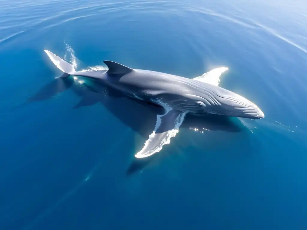 Espectacular migración de ballenas azules en el océano