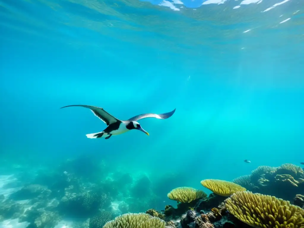 Espectáculo de aves marinas en armonía con el océano, crucial para la salud de los mares