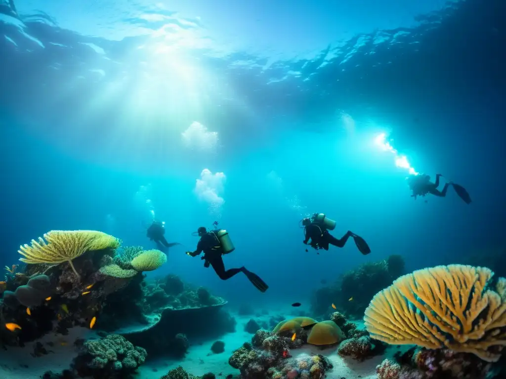 Exploración nocturna de certificación buceo con la mágica belleza submarina