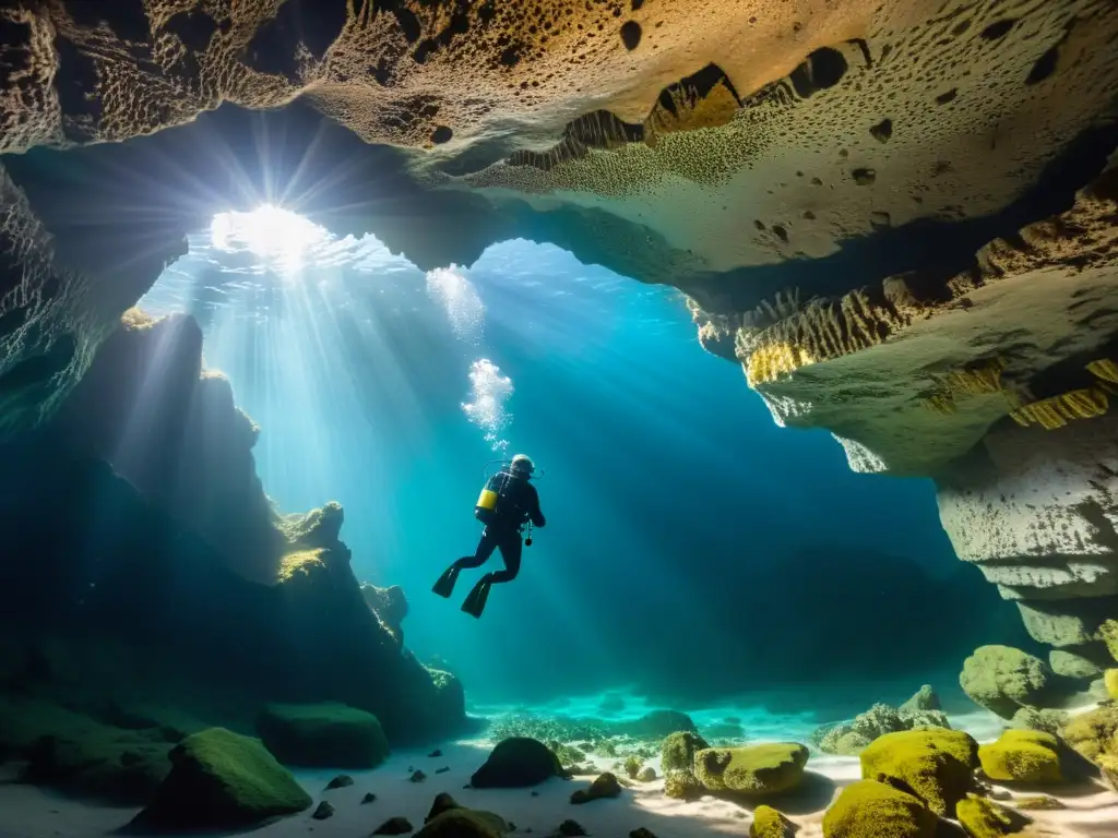 Exploración subacuática con acústica única de cuevas subacuáticas