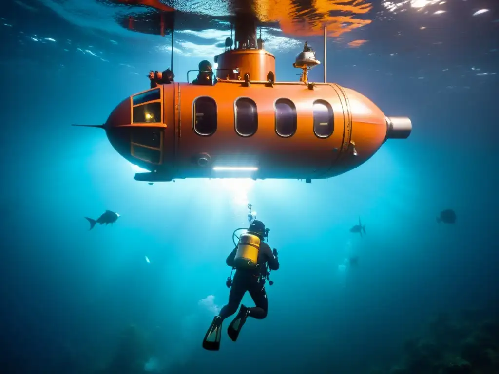 Exploradores submarinos en avanzada nave iluminan el misterioso mundo marino