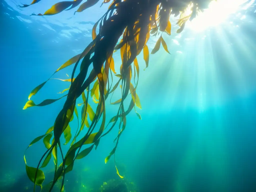 Un exuberante bosque de algas marinas que captura la vitalidad y la belleza del mundo submarino