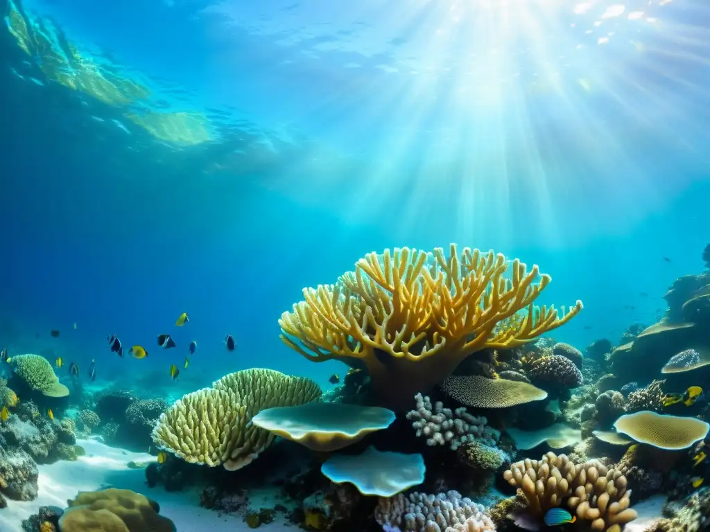 Fascinante arrecife de coral con técnicas avanzadas para claridad agua marina, peces tropicales, y vibrante vida submarina