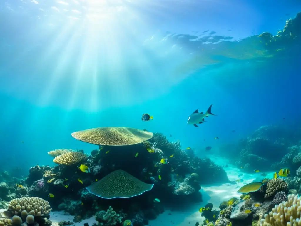 Un fascinante arrecife de coral rebosante de vida marina, impactado por la contaminación plástica en los océanos