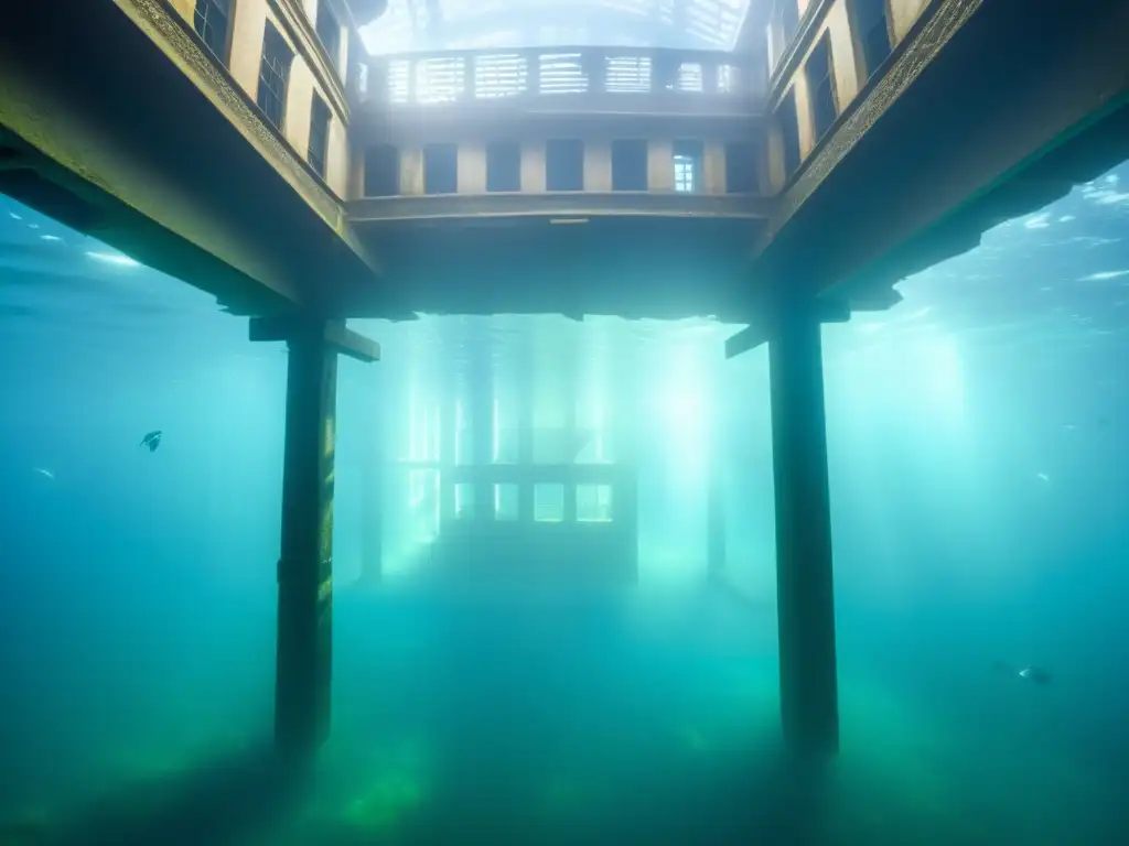 Foto submarina de ciudad sumergida por desafíos de reubicación en nivel del mar