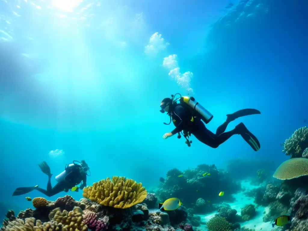 Un grupo de buceadores con discapacidades explora un arrecife de coral colorido