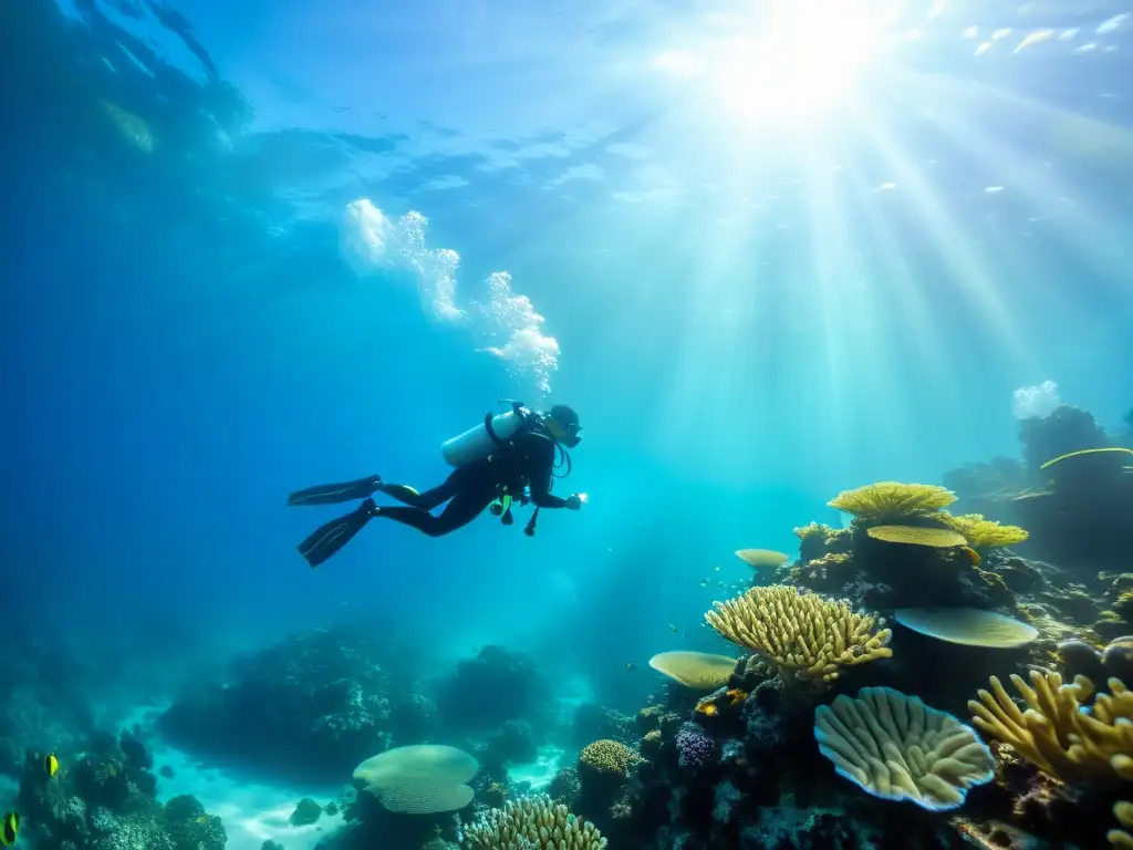 Grupo experimentado de buzos disfrutando de un vibrante arrecife de coral