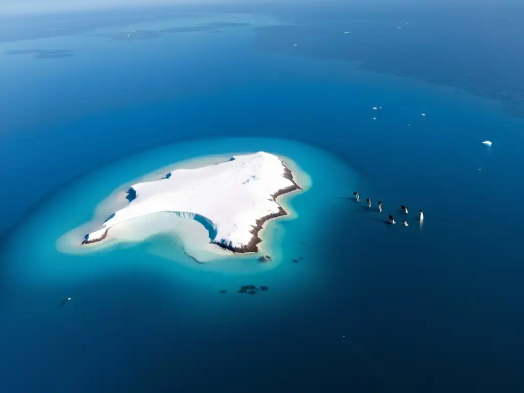 Esplendor Antártico: Pingüinos nadando en aguas cristalinas Grupo de majestuosos pingüinos nadando en el océano Antártico en un día claro, creando una escena de estudio salud océano Antártico pingüinos