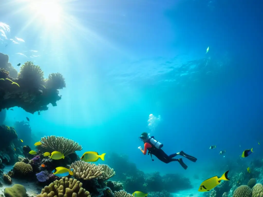 Un grupo de niños disfruta de un emocionante curso de buceo entre un arrecife de coral lleno de vida marina