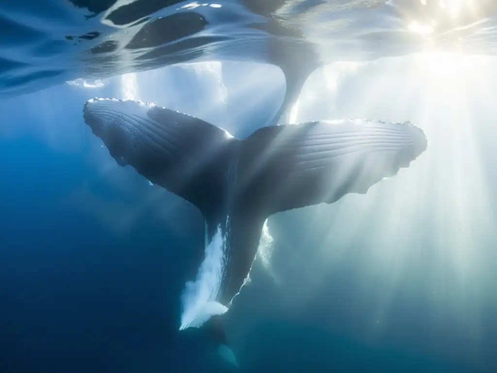 Una imagen detallada de la aleta caudal de una ballena jorobada, clave en la fotoidentificación para la conservación de la vida marina