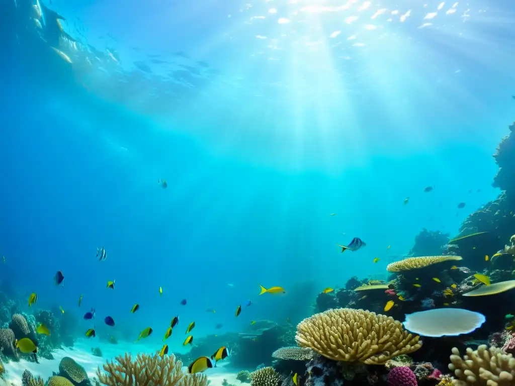 Imagen impactante de un arrecife de coral vibrante con peces tropicales, revelando la belleza y el impacto del turismo en los acantilados marinos