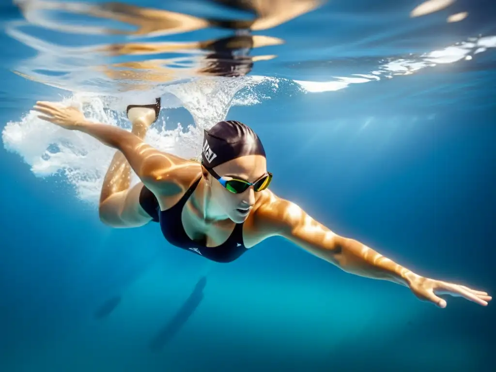 Imagen impactante de natación: ejercicios perfeccionar aleteo eficiencia hidrodinámica