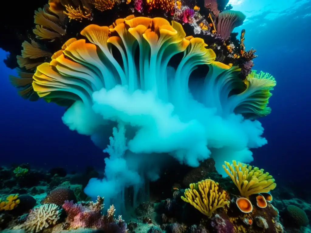 Imagen impactante del fondo marino: corrientes, vida marina colorida, belleza misteriosa y significado ecológico