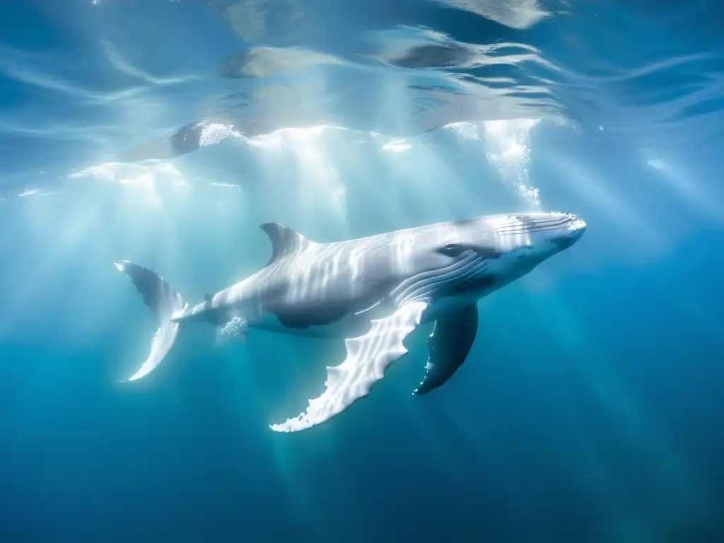 Imagen impactante: majestuosas ballenas jorobadas surcan las cristalinas aguas oceánicas