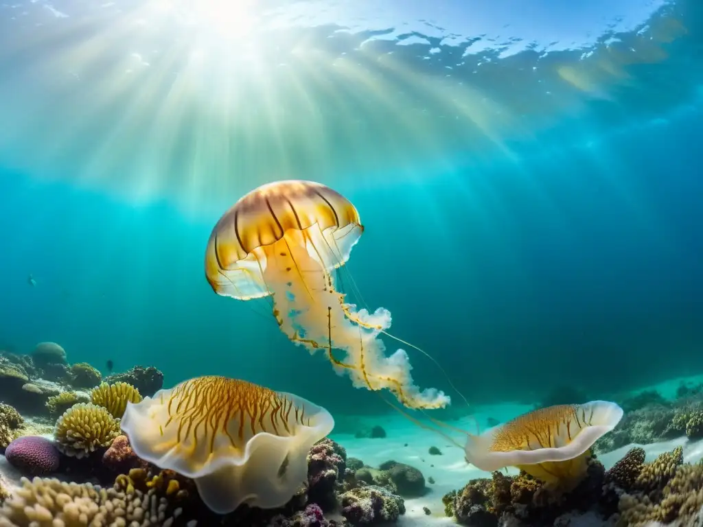 Imagen impactante del tranquilo y cristalino océano, con vida marina colorida y arrecife de coral vibrante