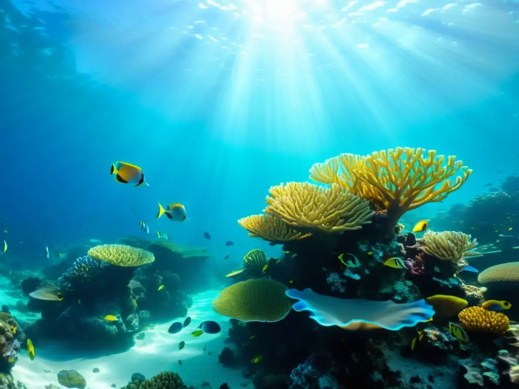 Imagen impactante de un vibrante arrecife de coral repleto de vida marina