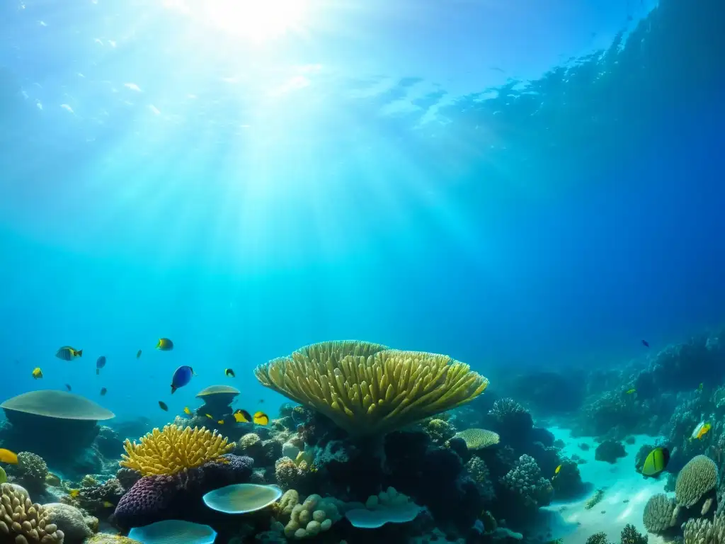 Imagen impactante de un vibrante arrecife de coral, vida marina diversa y hermosa