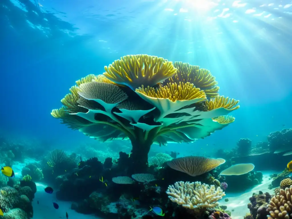 Imagen impactante de un vibrante arrecife de coral, con vida marina en un entorno de turismo sostenible vida marina