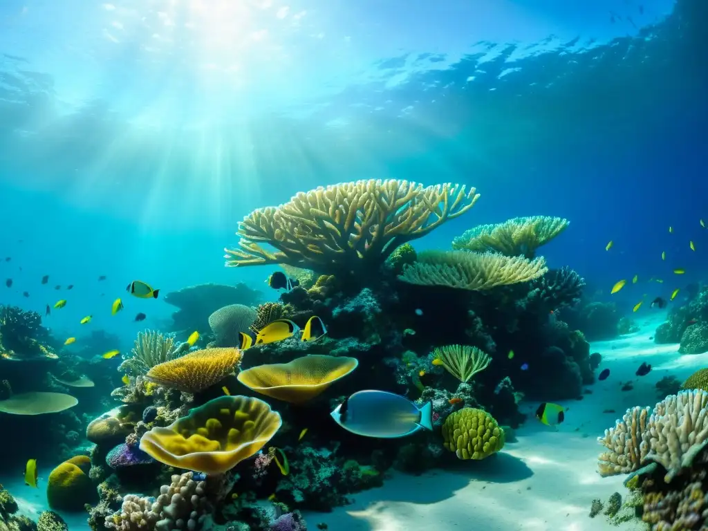 Imagen impactante de un vibrante ecosistema de arrecifes de coral, con vida marina diversa en aguas costeras