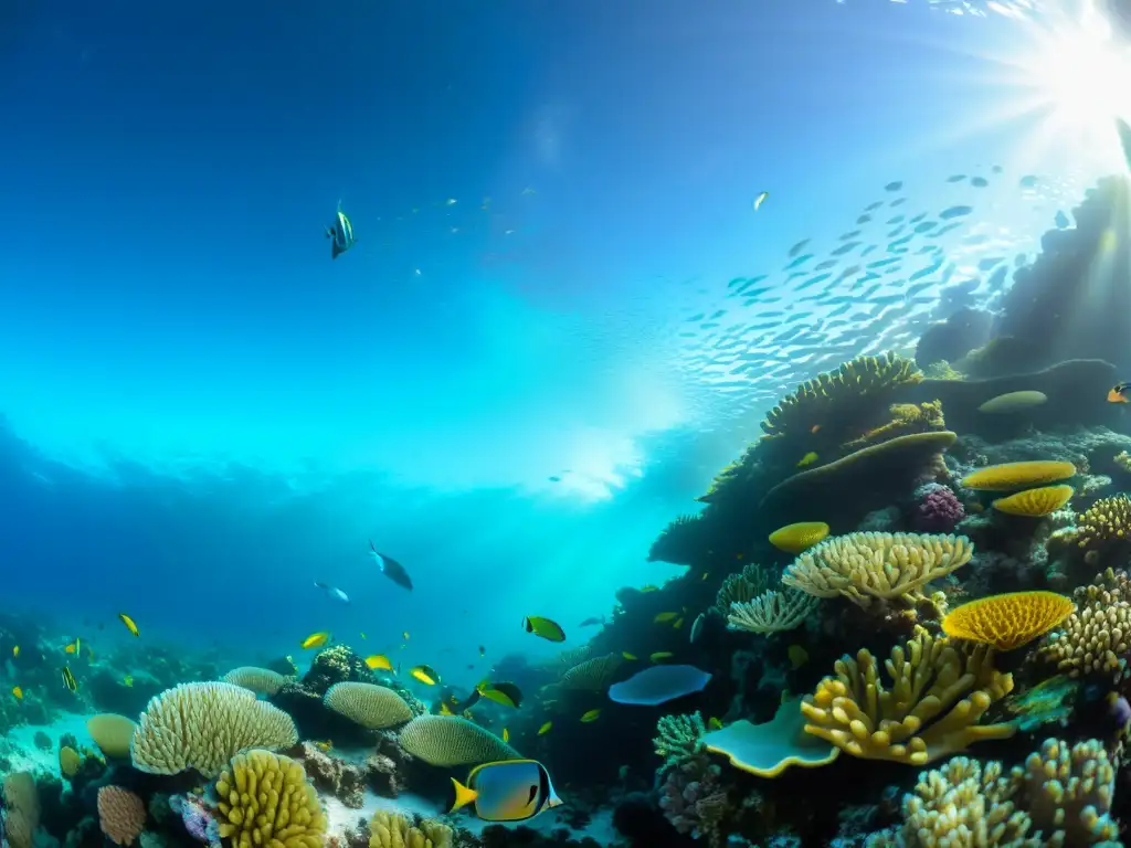 Imagen impactante del vibrante ecosistema marino en un arrecife de coral, mostrando la belleza del fenómeno oceánico El Niño