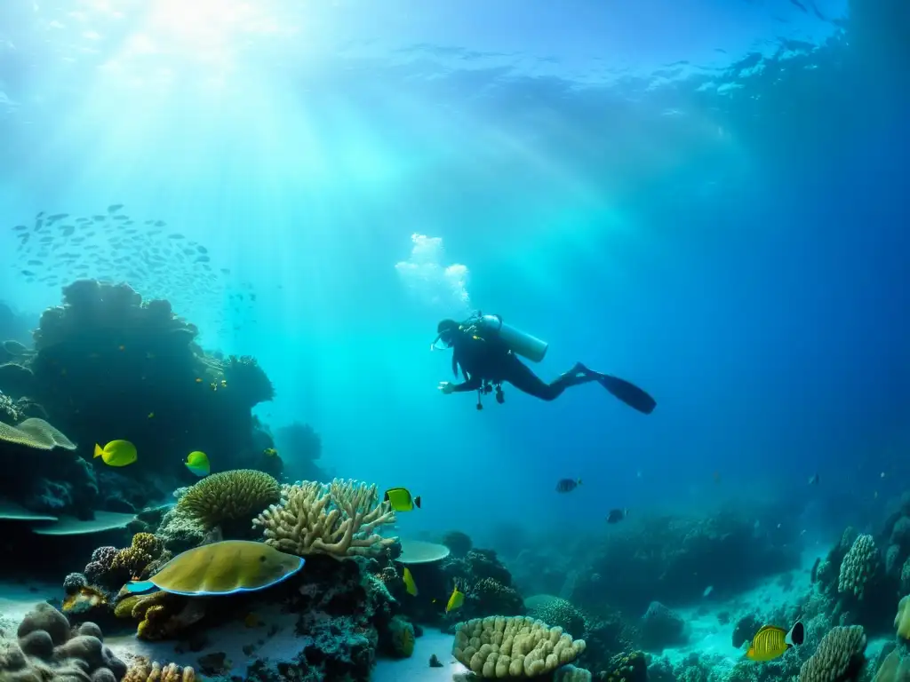 Imagen impresionante de un arrecife de coral vibrante con vida marina en el fondo marino