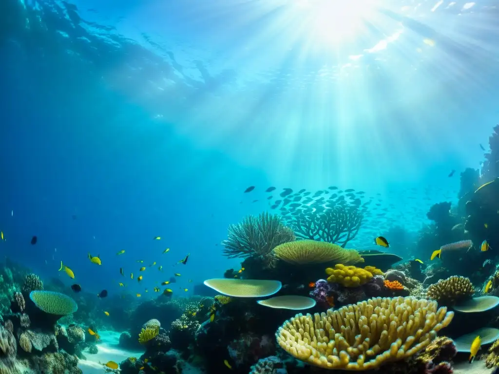 Imagen impresionante de un vibrante arrecife de coral y vida marina