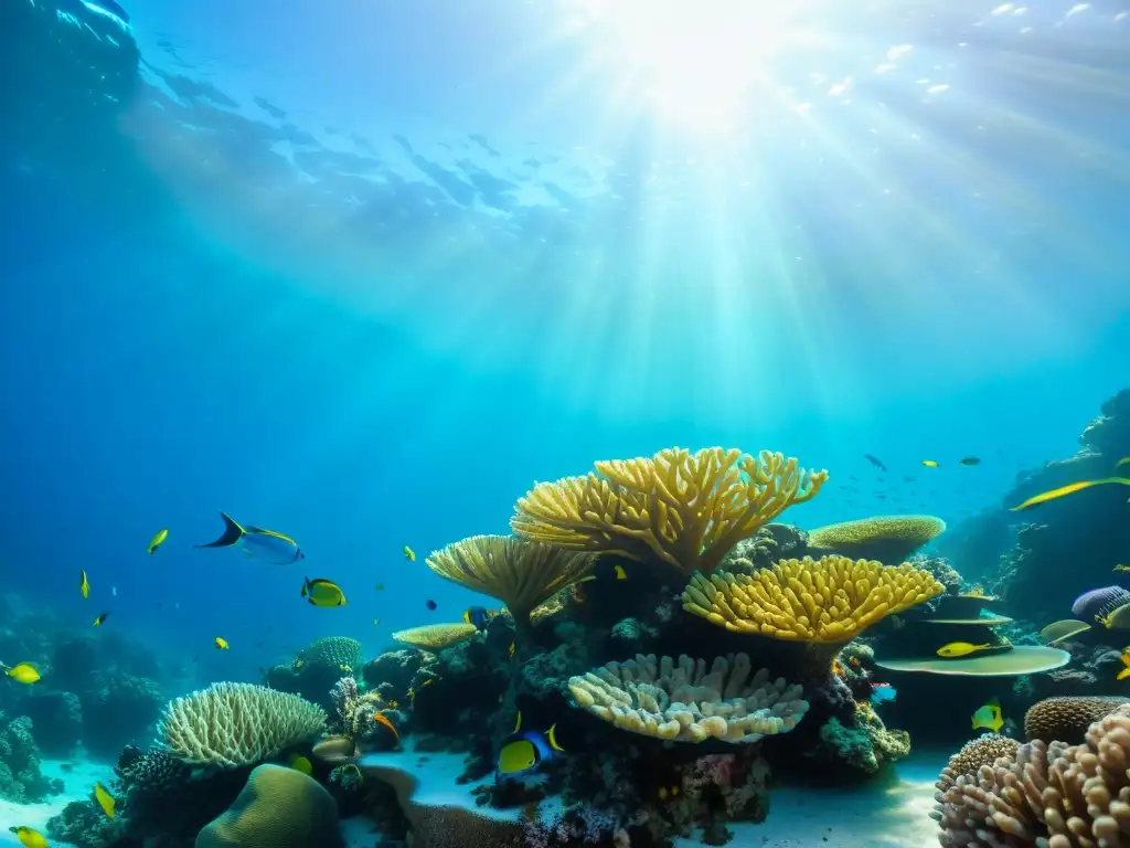 Arrecife de coral vibrante: vida marina en un mundo submarino Imagen submarina de un arrecife de coral sereno y vibrante, repleto de peces coloridos y vida marina