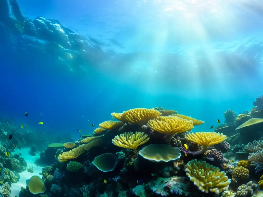 Maravillas submarinas: Arrecifes de coral en el Pacífico Imagen submarina de impactos globales vida marina El Niño: arrecifes de coral vibrantes, vida marina colorida, aguas cristalinas y tranquilidad