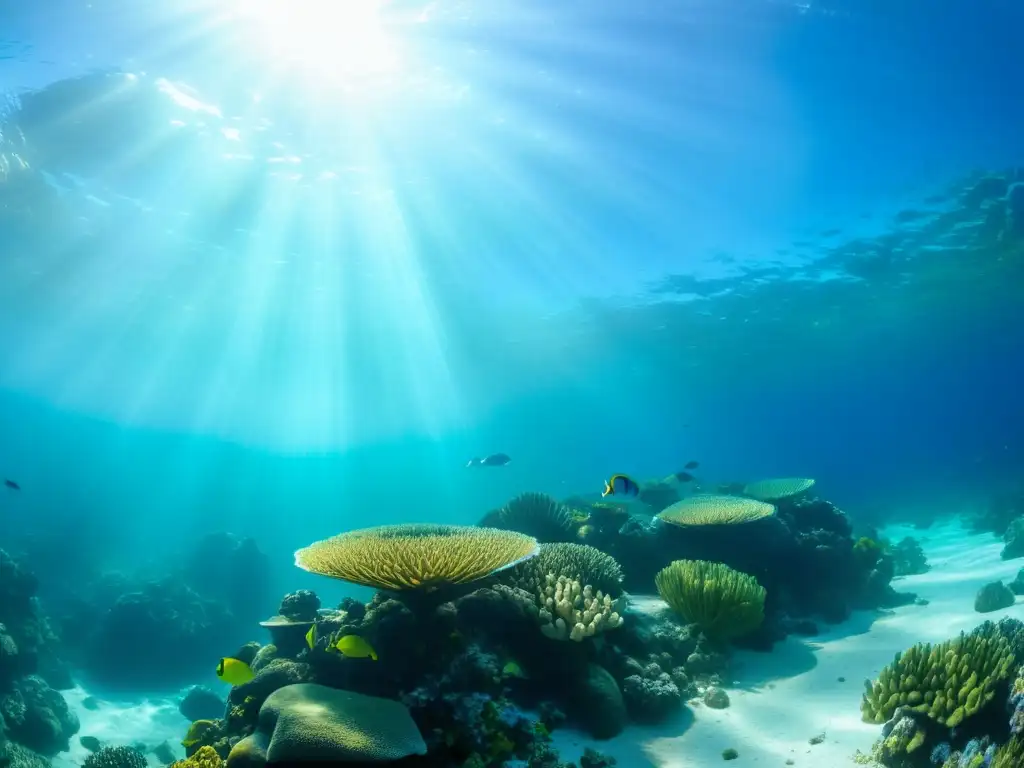 Imagen submarina de la Reserva Marina de Cabo Pulmo, biodiversidad marina en arrecife vibrante y aguas cristalinas bajo el sol