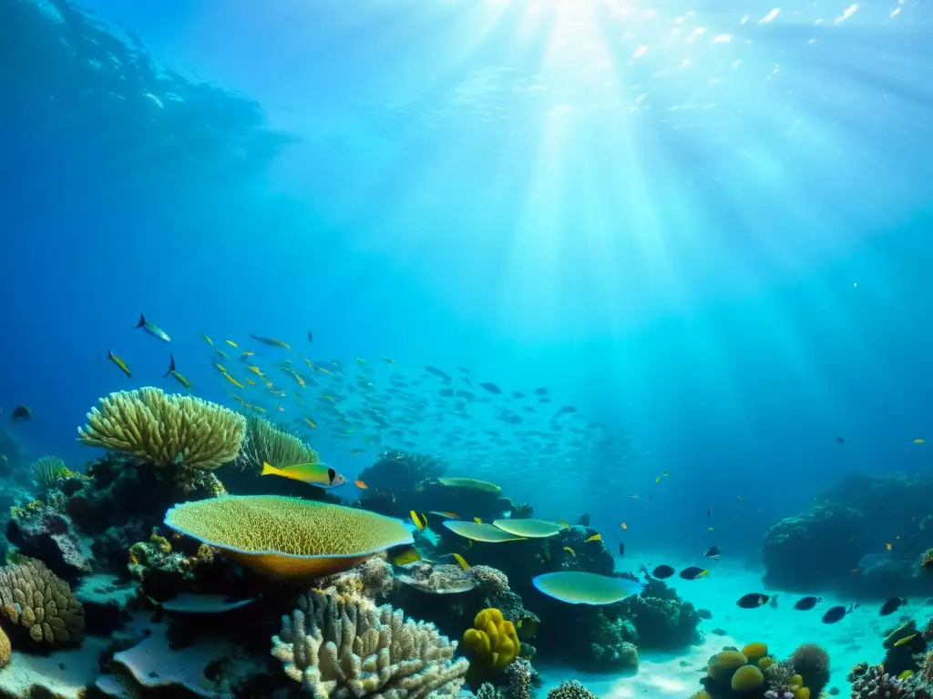 Imagen submarina de un vibrante arrecife de coral repleto de vida marina