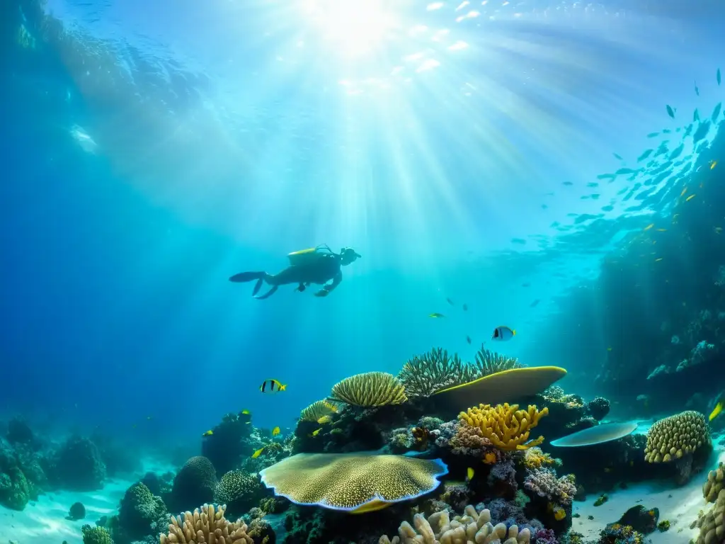 Imagen submarina de un vibrante arrecife de coral con vida marina