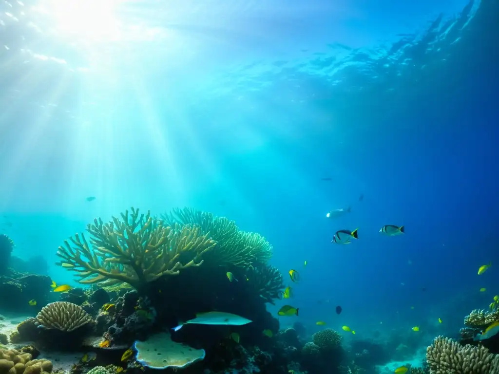 Imagen submarina de un vibrante ecosistema de arrecife de coral con peces coloridos entre formaciones de coral, para aficionados a la ciencia marina