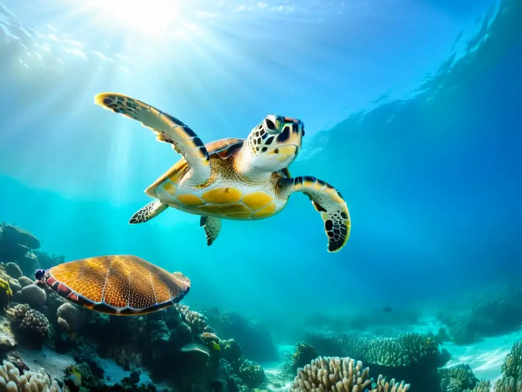 Imagen de un vibrante arrecife de coral en un Área Protegida Marina Efectiva, con diversa vida marina y tranquilidad