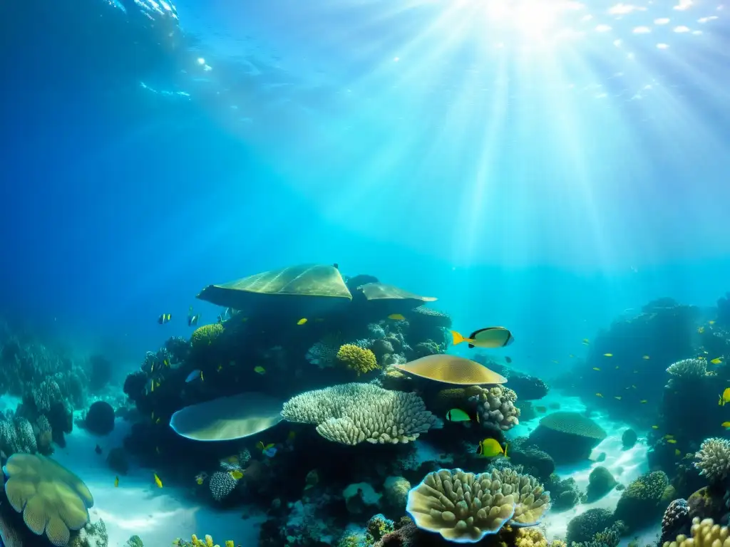 Imagen de un vibrante arrecife de coral con diversa vida marina