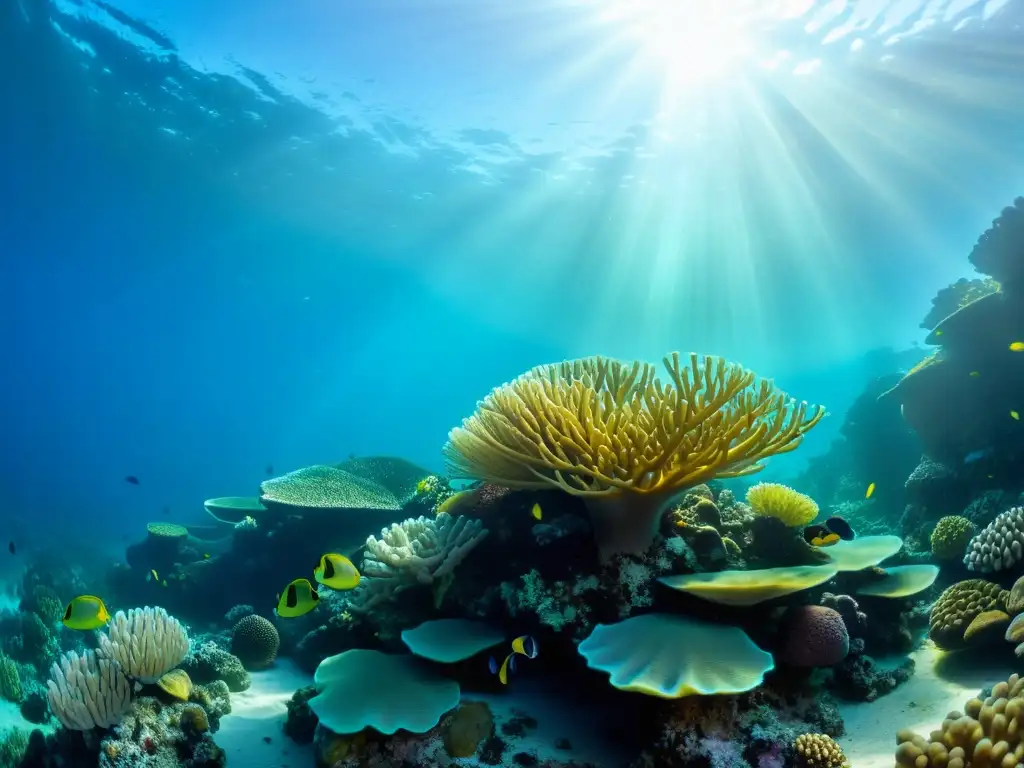 Una impactante fotografía submarina que captura la diversa vida marina y la belleza de un arrecife de coral